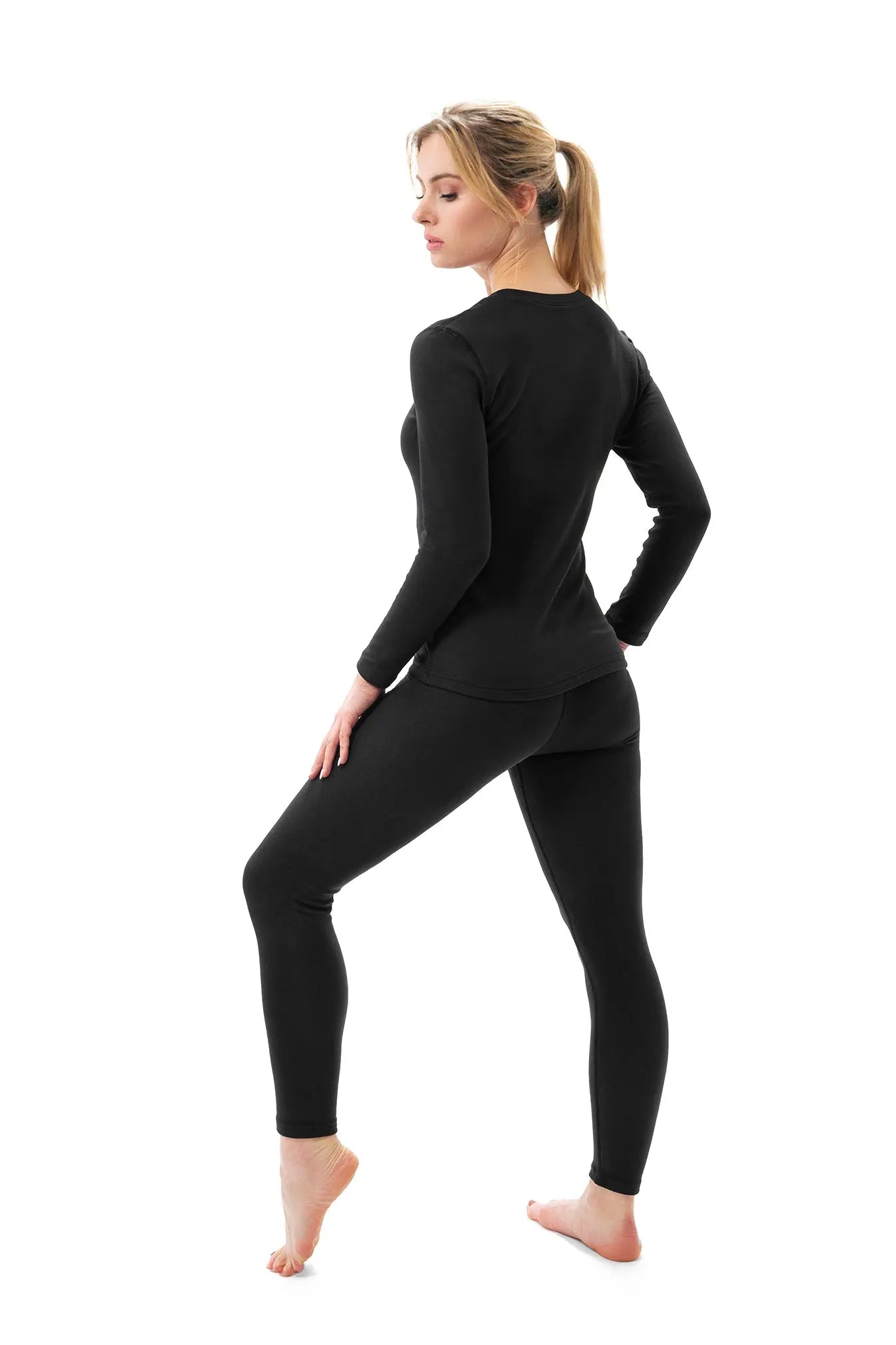 Woman in Thermal Underwear Top Ang Leggings Stock Photo - Image of